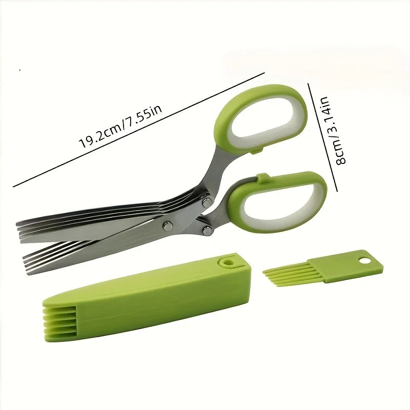 Muti-Layers Kitchen Scissors Stainless Steel Vegetable Cutter Scallion Herb Laver Spices Cooking Tool Cut Kitchen Accessories