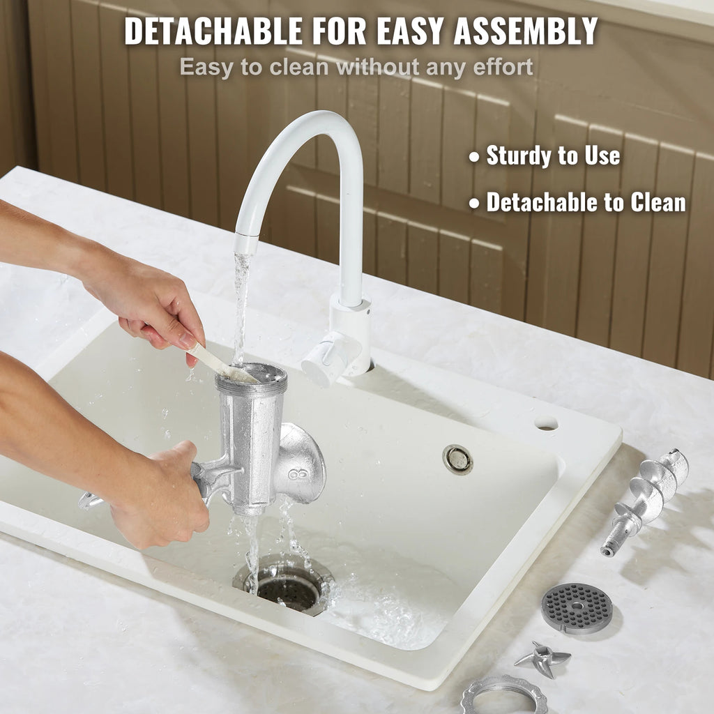 Succebuy Manual Meat Grinder Heavy Duty Cast Iron Hand Meat Grinder Steel Table Clamp Meat Mincer Sausage Maker 1 Cutting Blade