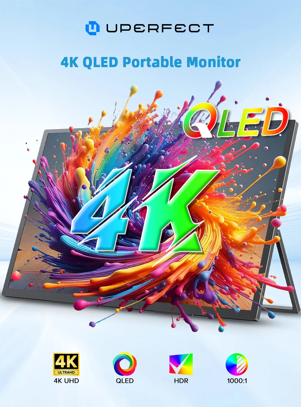 18.4 Inch 4K QLED Portable Monitor Gaming Computer Display Ultra-Slim Extend Screen for PS5/4 Switch Laptop PC Mac Xbox