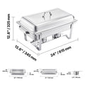 8 Qt 4 Pack Chafing Dish Buffet Set Stainless Steel Chafer with 2 Full Size and 4 Half Size Pans Catering Warmer Server