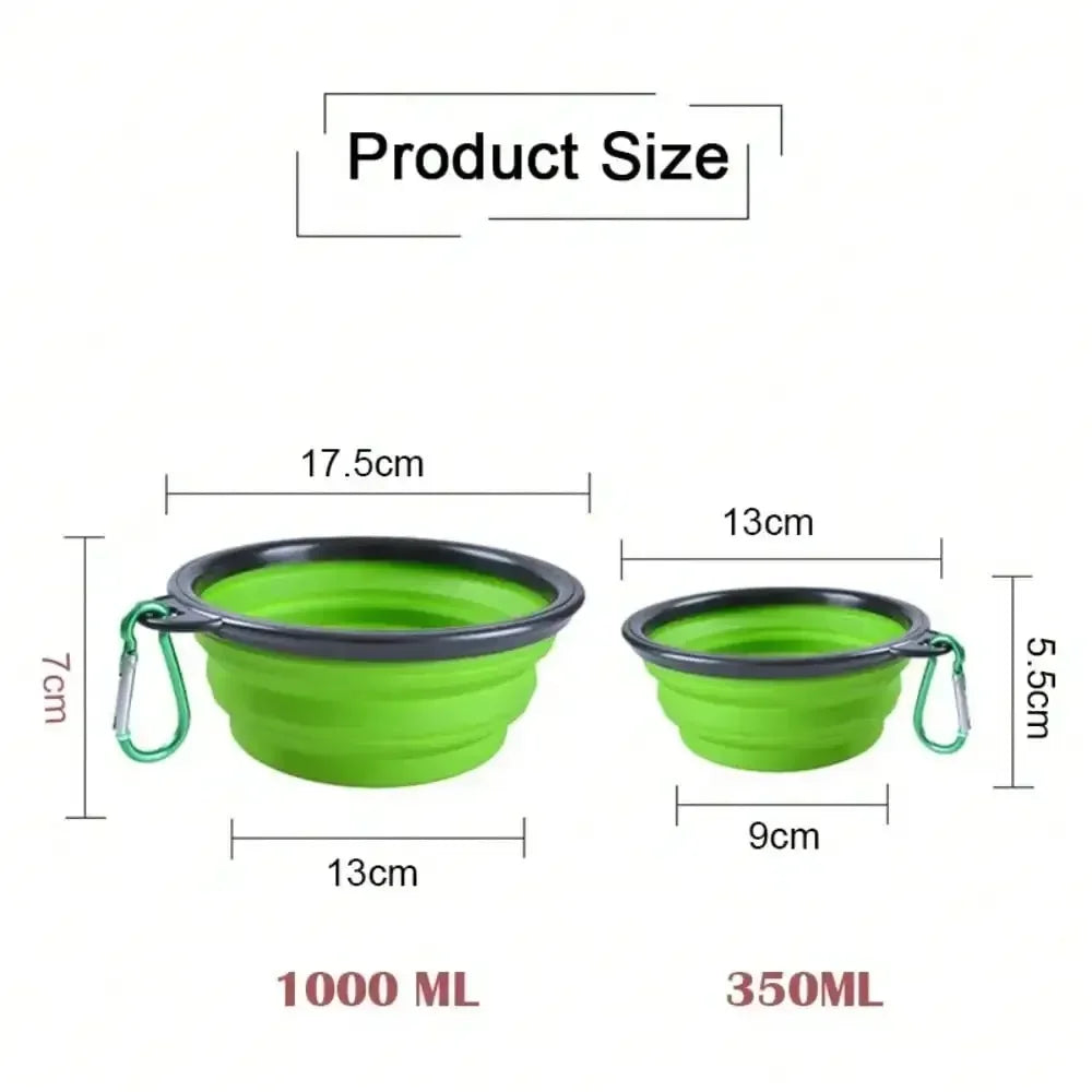 2026 Folding Portable Silicone Dog Feeder Bowl 2 in 1 Pet Dispenser Outdoor Travel Dog Cat with Carabiner Bottle Food Water Container