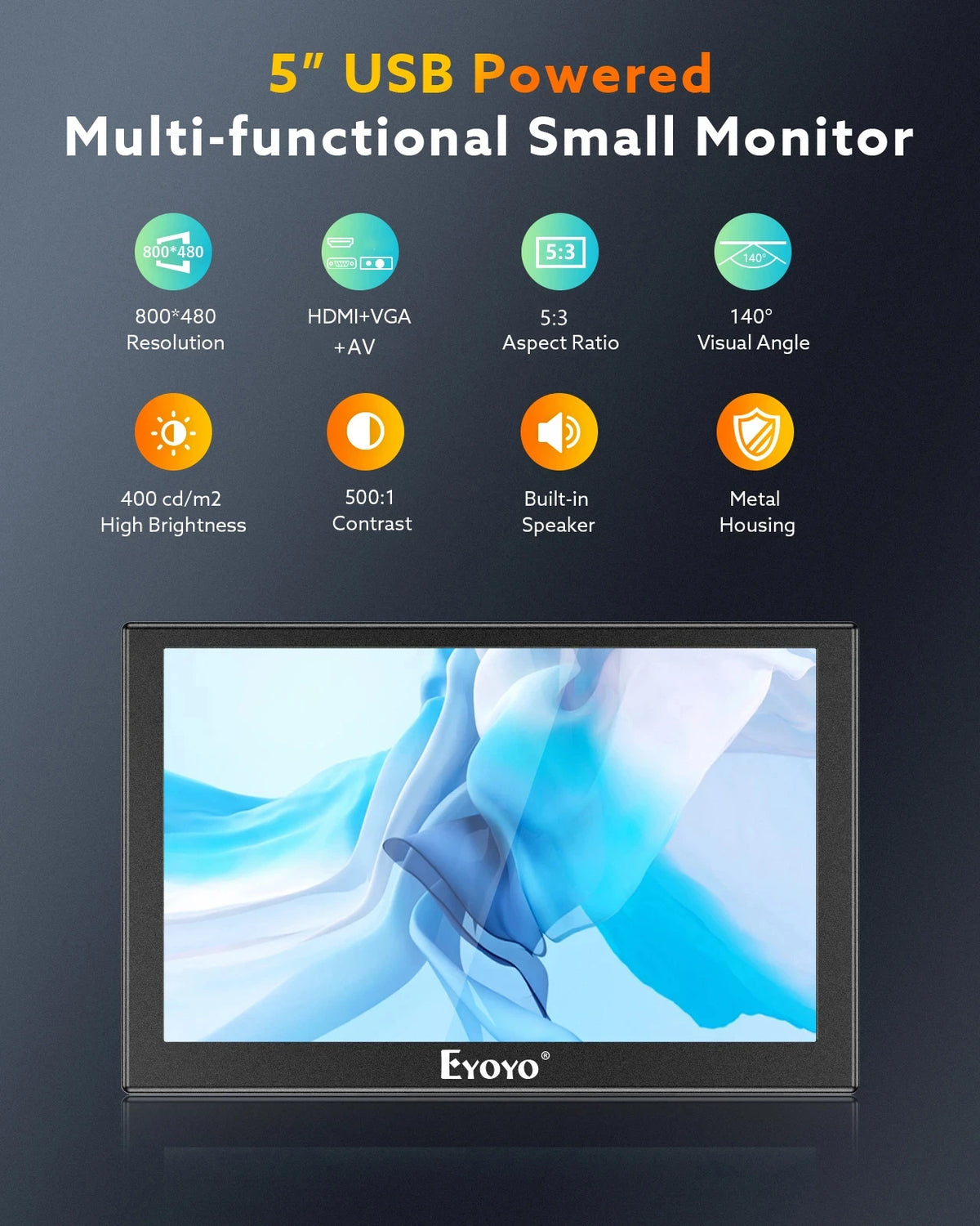 Portable External Monitor 5/7/8 Inches Mini LCD Screen TFT Panel with HDMI AV VGA Port for Dvd/Computer/Cctv/Car Rear View
