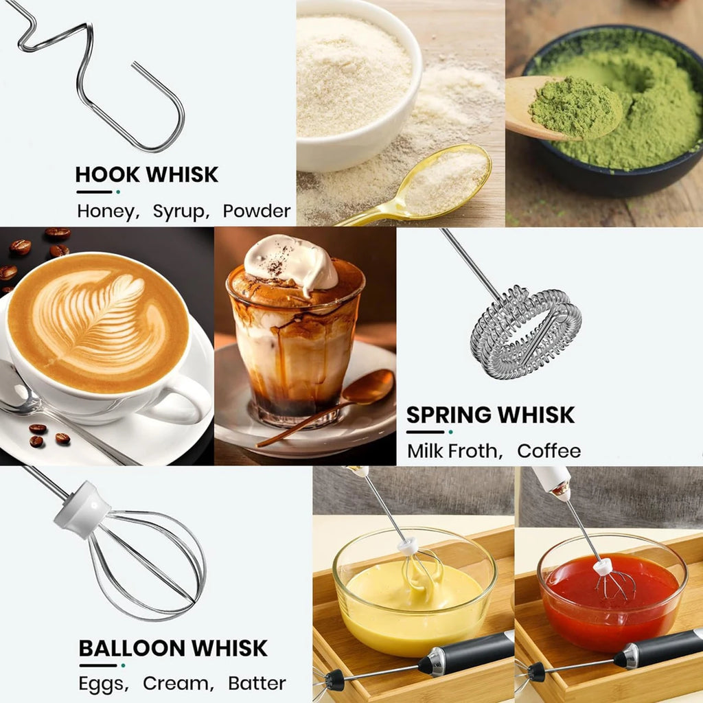 Handheld Milk Coffee Frother Rechargeable Electric Whisk Drink Mixer for Latte Cappuccino Hot Chocolate Egg Kitchen Whisk Gadget