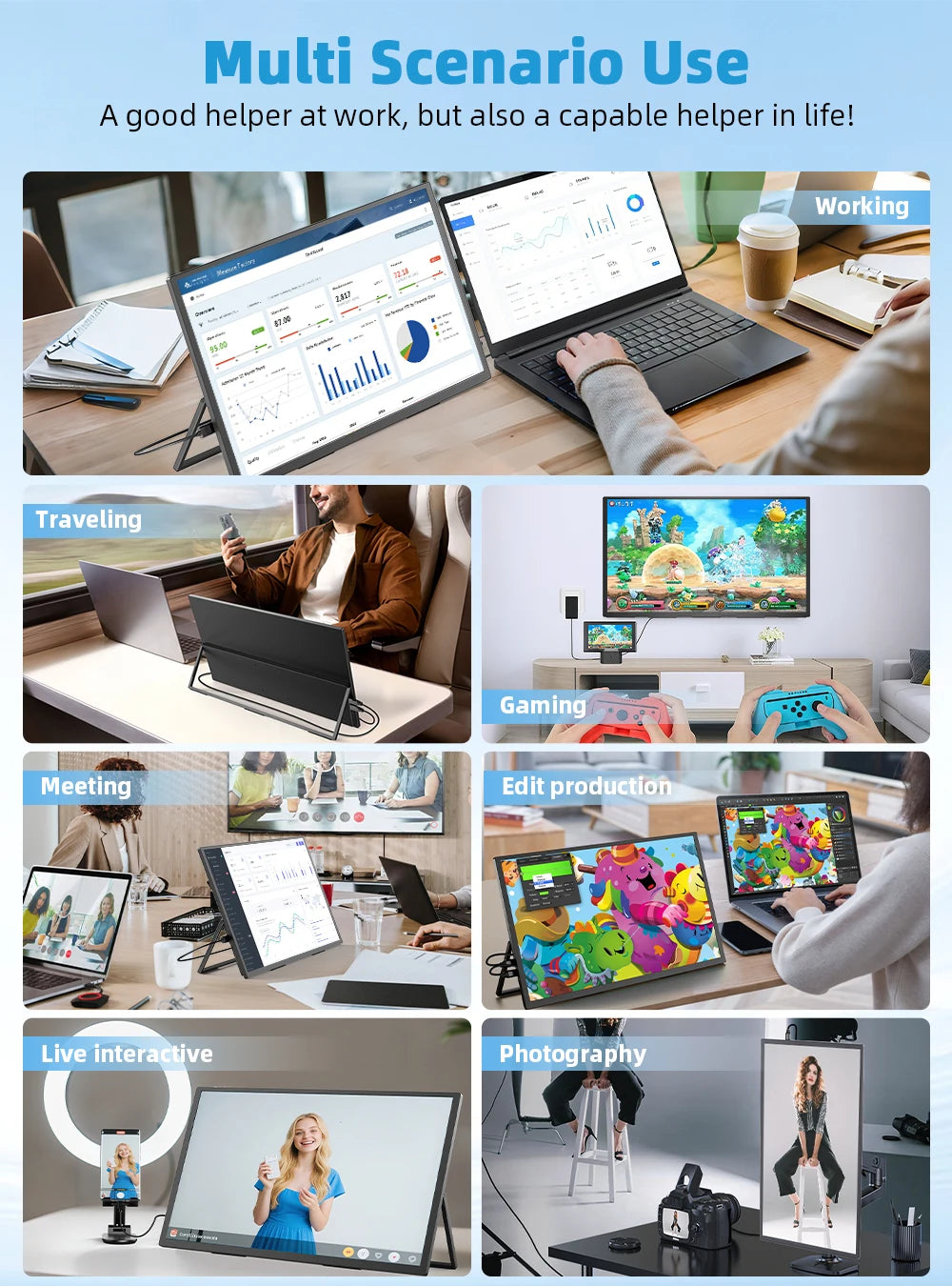 18.4 Inch 4K QLED Portable Monitor Gaming Computer Display Ultra-Slim Extend Screen for PS5/4 Switch Laptop PC Mac Xbox