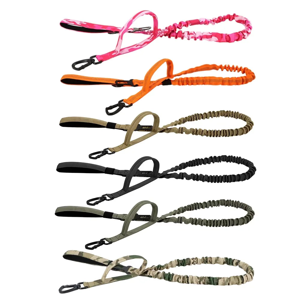 Military Dog Leashes Adjustable Leash Quick Release Elastic Rope with 2 Control Handle for Medium and Small Dogs Accessories