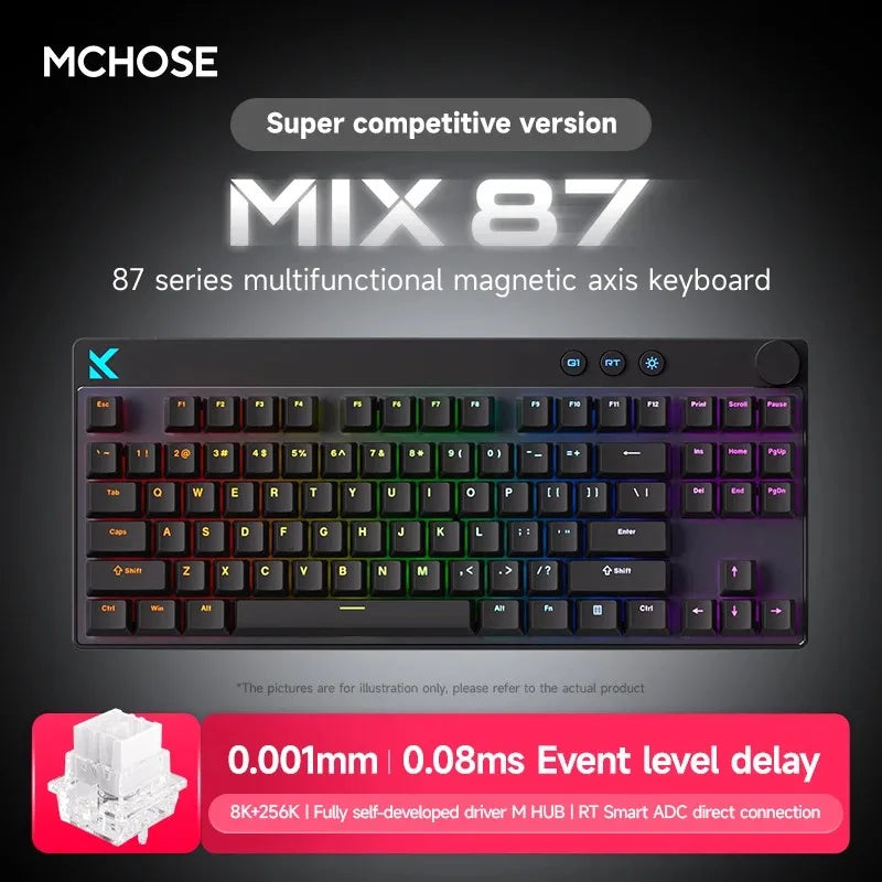 Mix87 Magnetic Swtich Keyboard Wired Gaming Keyboard 8K+256K Esport 0.08Ms Low Latency E-Sports Custom Gamer Accessories
