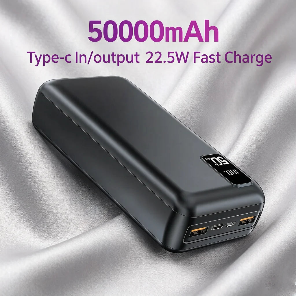 50000Mah Powerbank 22.5W Fast Charge Protable Powerbank External Battery High Capacity for Iph Xiaomi Samsung Outdoor Use