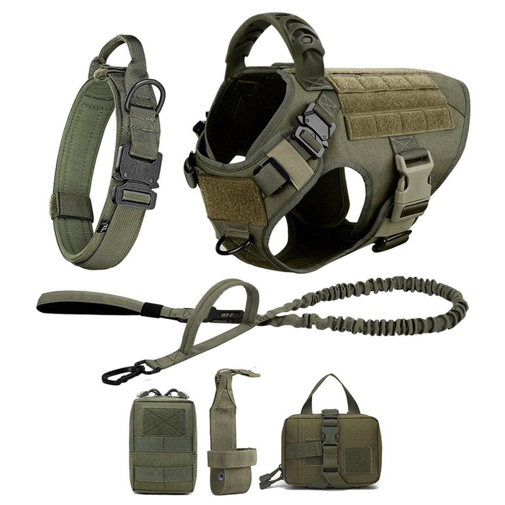 Large Dog Harness and Leash Set Pet German Shepherd Malinois Training Walking Vest Dog Harness and Collar for Medium Large Dogs