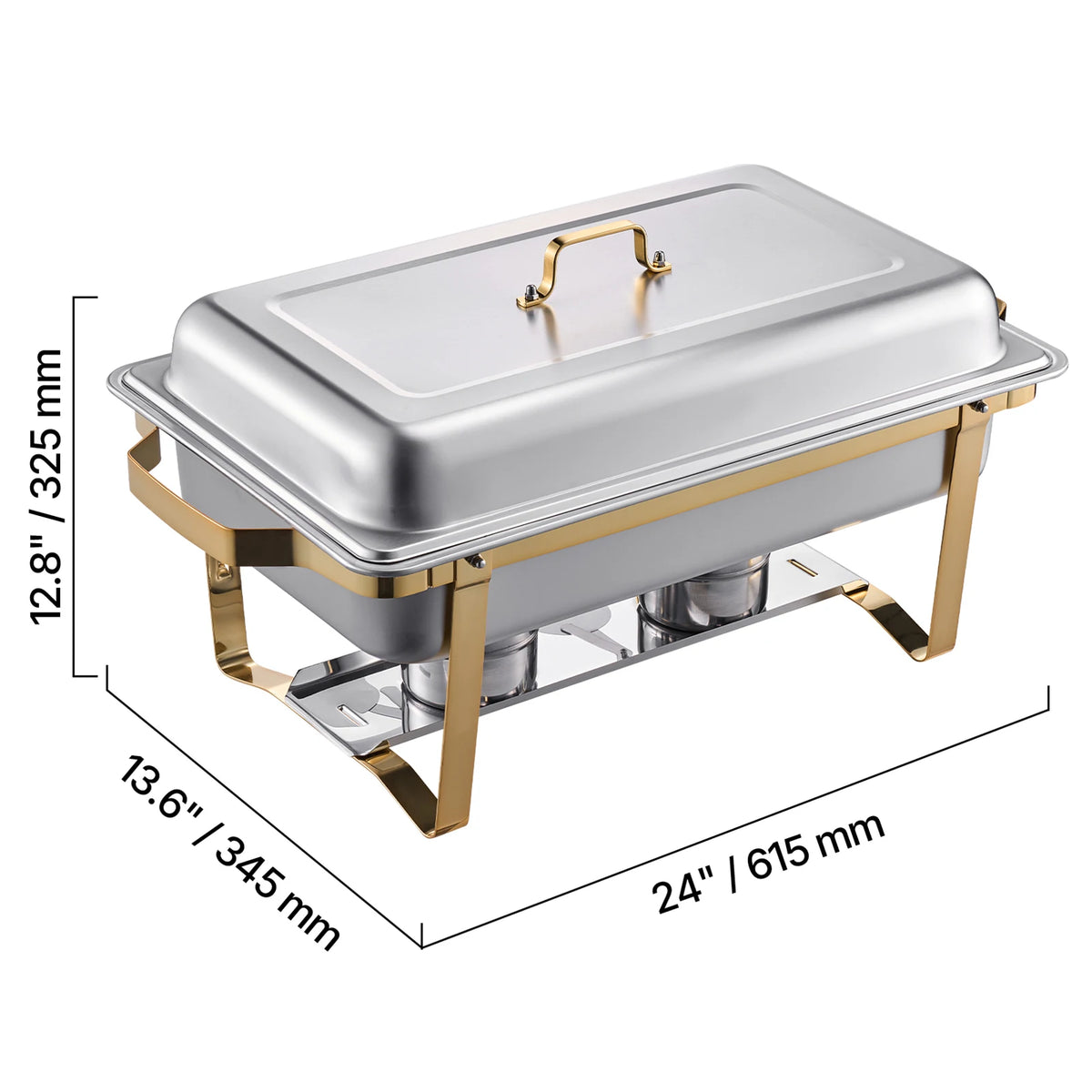 8 Qt 4 Pack Chafing Dish Buffet Set Stainless Steel Chafer with 2 Full Size and 4 Half Size Pans Catering Warmer Server