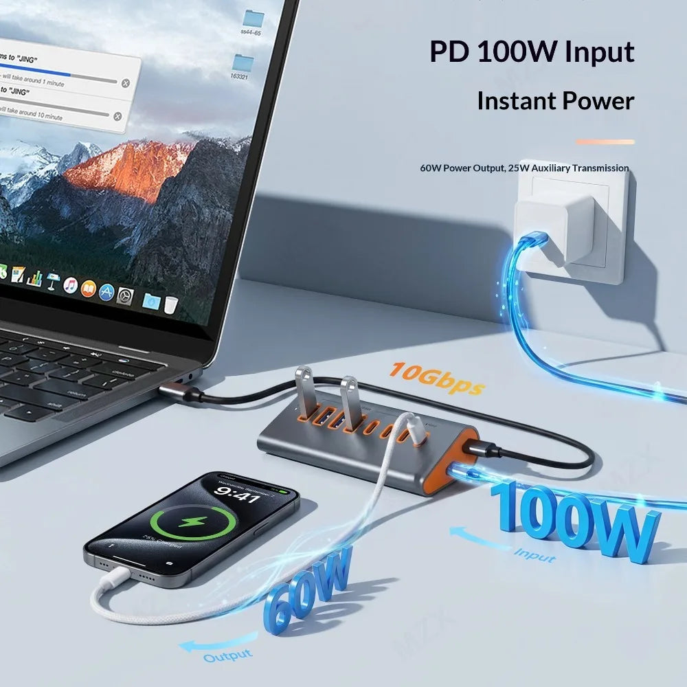 USB 3.2 Hub 10Gbps Docking Station Expansor Tipo C a Desktop Dock Concentrator Computer PC Laptop Accessories for Macbook