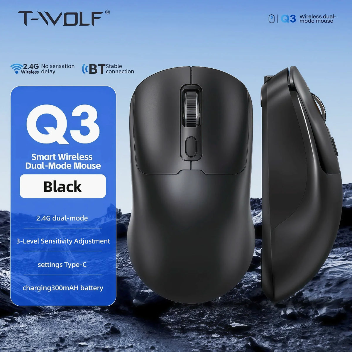 Rechargeable Wireless Mouse Bluetooth 2.4G Dual Mode Ergonomic Computer Mouse Silent Office Mouse Type-C Charging 800/1200/1600 DPI Adjustable Mice for Laptop Desktop Tablet PC Portable Gaming Mouse