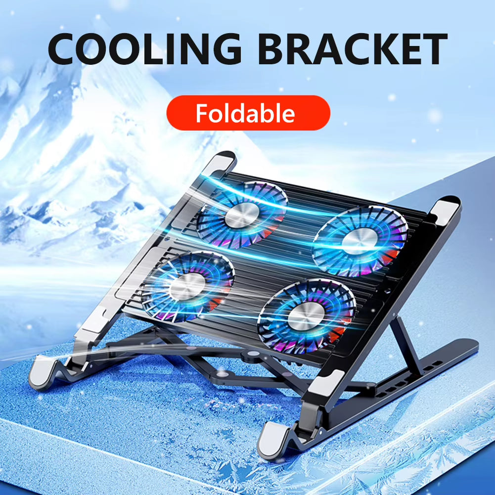 Laptop Cooling Pad with 2/4 Fans Foldable Notebook Stand RGB Silent Gaming Laptop Cooler Fan 7 Height for 11-17.3 Inch Notebook