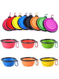 2026 Folding Portable Silicone Dog Feeder Bowl 2 in 1 Pet Dispenser Outdoor Travel Dog Cat with Carabiner Bottle Food Water Container