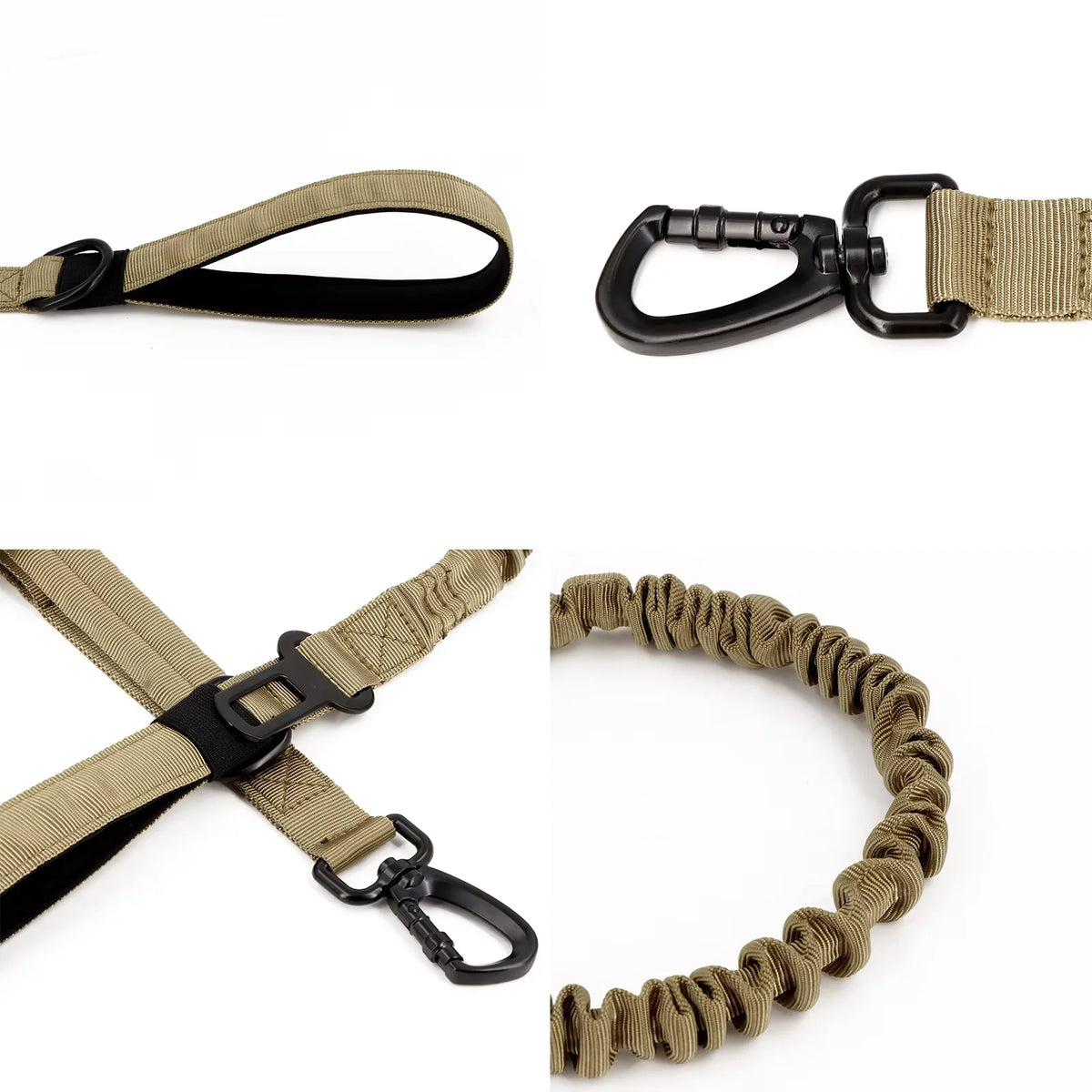 Military Dog Leashes Adjustable Leash Quick Release Elastic Rope with 2 Control Handle for Medium and Small Dogs Accessories